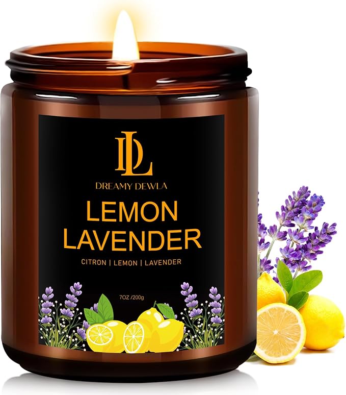 Lemon Lavender Candles, Lemon Lavender Scented Candle, Mother's Day Candle Gifts by DLDREAMYDEWLA