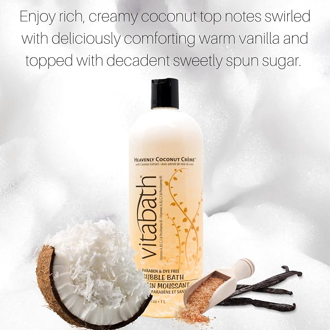 Vitabath Heavenly Coconut Crème Bubble Bath Rich Foaming Bubbly Soak & Relaxing - Image 6