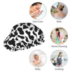 Black And White Cow Skin Abstract Animal Farm Shower Cap - Image 9