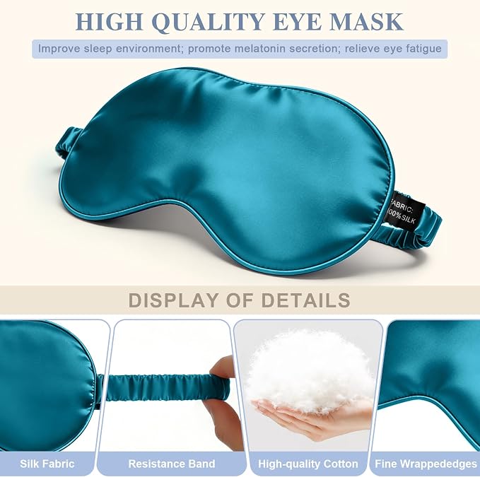 Silk Sleep Mask, Eye Mask for Sleep Women Men, Mulberry Sleeping Mask - Image 4