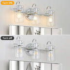 3 Lights Vanity Light, Polished Chrome Bathroom Wall Light Fixture Over Mirror - Image 3