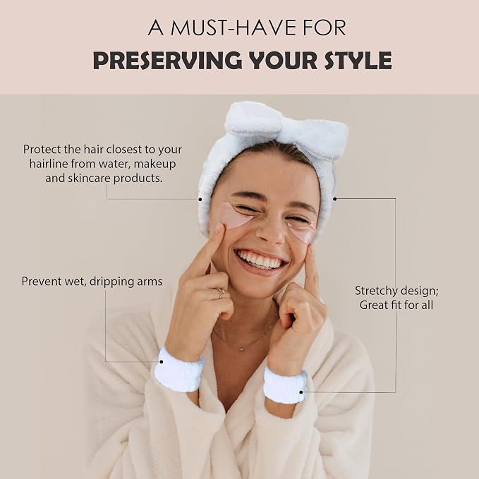 Ayesha Blue Spa Headband and Wristband Set - Image 2
