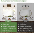 Indoi 4 Light Bathroom Light Fixtures, Oil-Rubbed Bronze Modern Vanity Lights - Image 2