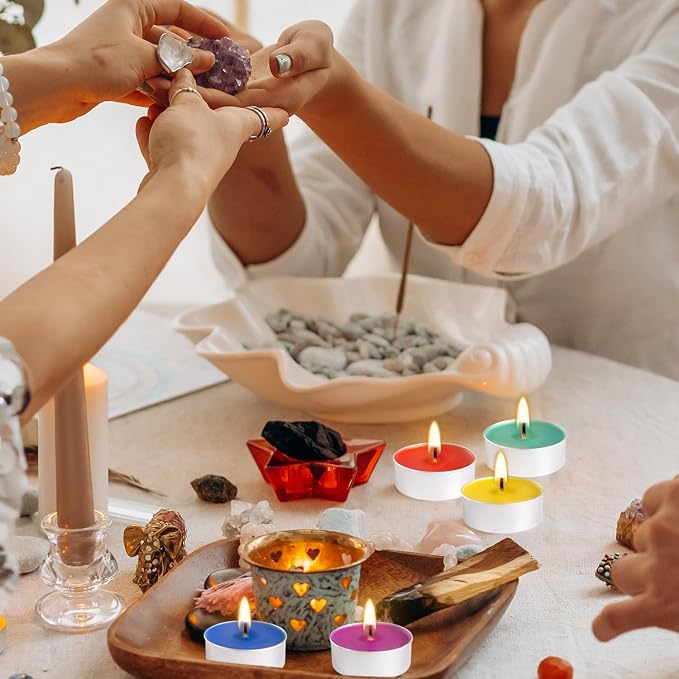 50 Pack Unscented Assorted Colors Tealights Candle - Image 5