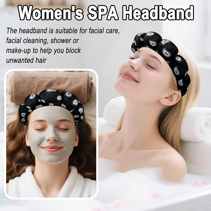 Zkptops Spa Headband for Washing Face Wristband Set Sponge Makeup - Image 3