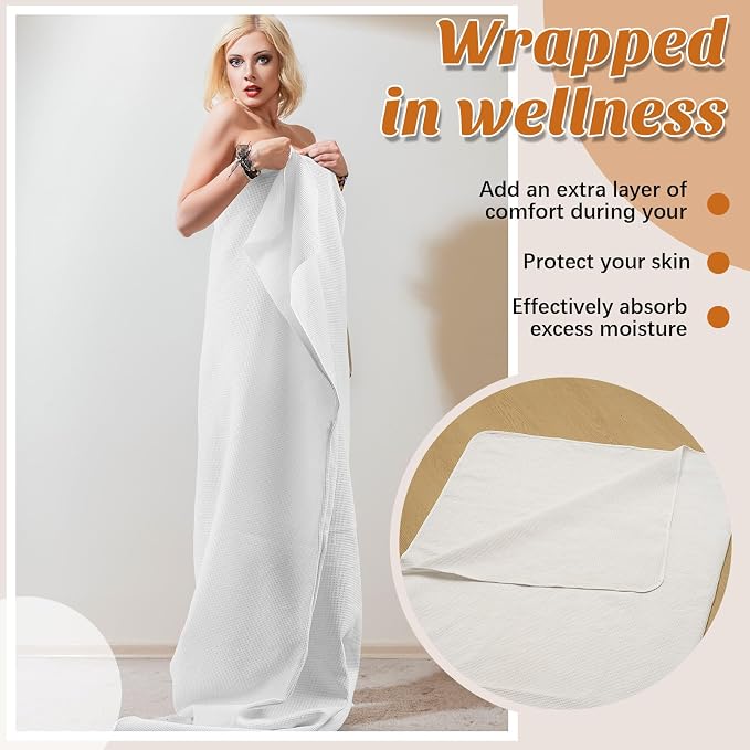 Juexica 1 Pack 70" x 30" Sauna Blanket Insert Towel Cotton Soft Waffle - Image 2