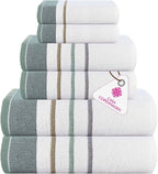 CASA COPENHAGEN White Bay 6Pcs 100% Egyptian Cotton Large Designer Towels Gift by CASACOPENHAGEN