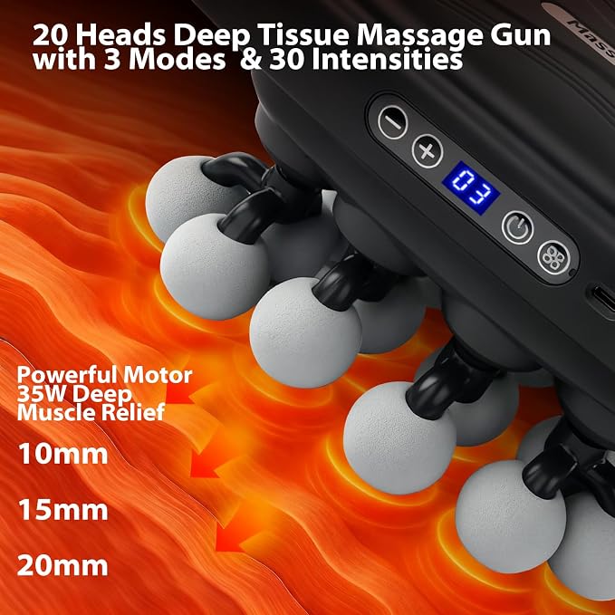 20 Head Massage Gun, More Powerful than 16 Head Massager, Deep Tissue Massager - Image 2