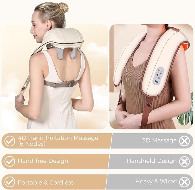 KppeX 4D Deep Cordless Neck Massager Pillow, Leg and Back Pain Relief Tissue - Image 7