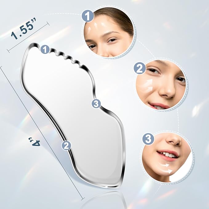 MoHern 2 Pcs Stainless Steel Gua Sha Tool, Gua Sha Facial Tools, Durable GuaSha - Image 4