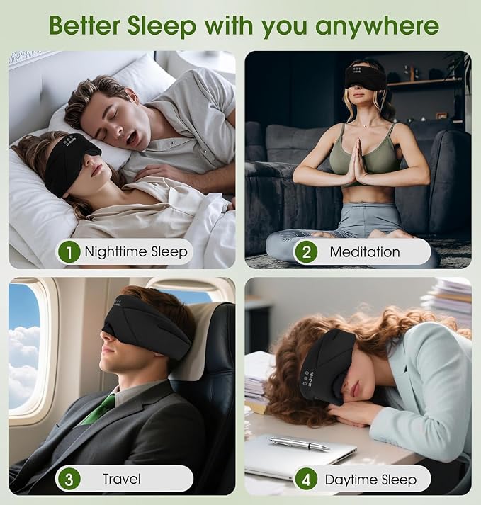 Sleep Mask with Headphones Bluetooth 5.4, LC-dolida Wireless Music Eye Mask - Image 7