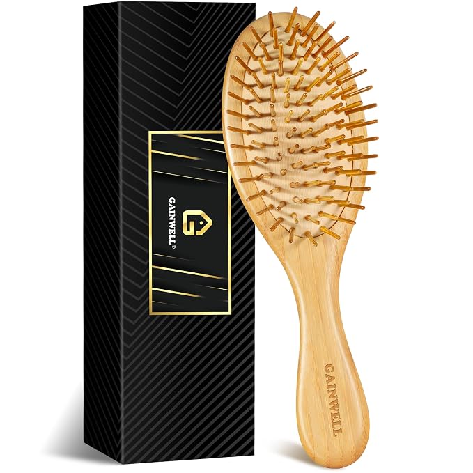 GAINWELL Hair Brush for Hair Growth, Bamboo Bristles Detangling Wooden Paddle by GAINWELL