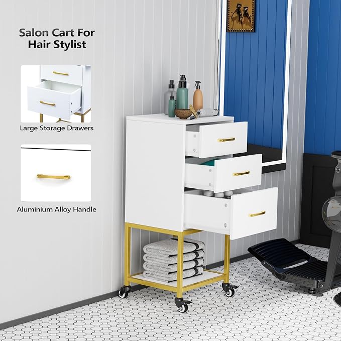 OmySalon Salon Storage Trolley Cart, Beauty Wooden Hair Cabinet - Image 5