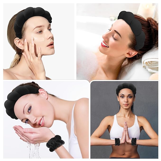 Zkptops Spa Headband for Washing Face Wristband Sponge Makeup Skincare Headband - Image 4