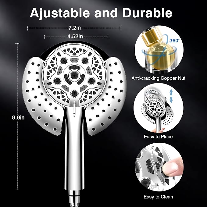 Shower Head with Handheld High Pressure: INAVAMZ Hand Held Shower Head & Rain - Image 5
