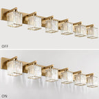 Aipsun Bathroom Vanity Light Brass Crystal Vanity Lighting Fixtures 6 Light - Image 2