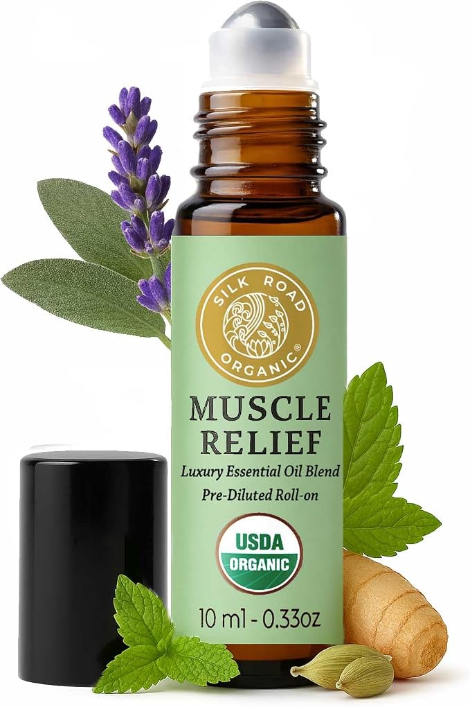 Silk Road Organic Muscle Relief Essential Oil Blend Roll On by SILKROADORGANIC