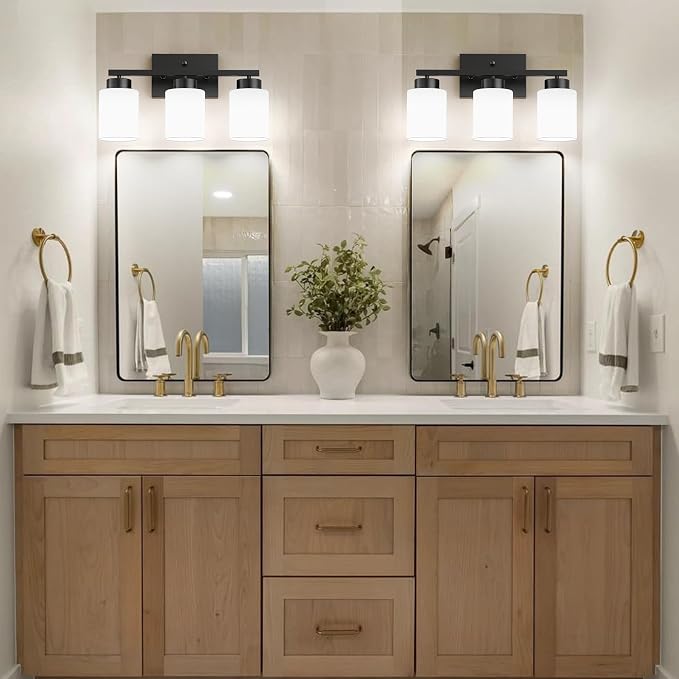 PARTPHONER 3-Light Matte Black Bathroom Light Fixtures, Modern Vanity Light - Image 9