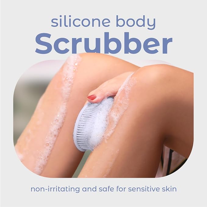 MainBasics Silicone Body Scrubber Dual-Sided Shower Loofah and Massaging Nodes - Image 2