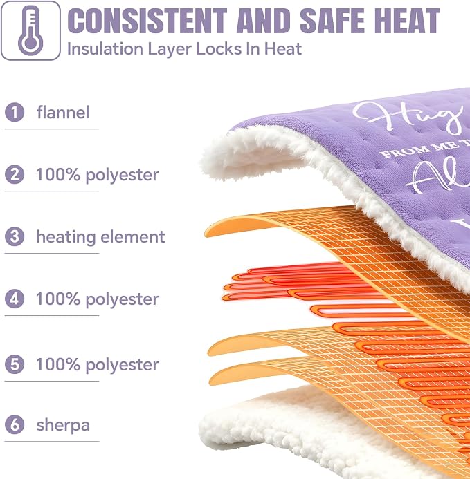 Purple Heating Pad for Back Period Cramps Neck Shoulder Pain Relief, Portable - Image 7
