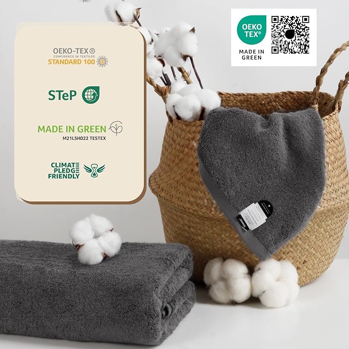SEMAXE Grey Bath Towel, 100% Cotton Bath Towel - Image 7