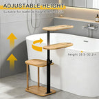 3-Tier Freestanding Bathtub Tray Table, Adjustable Bamboo Bath Caddy - Image 2