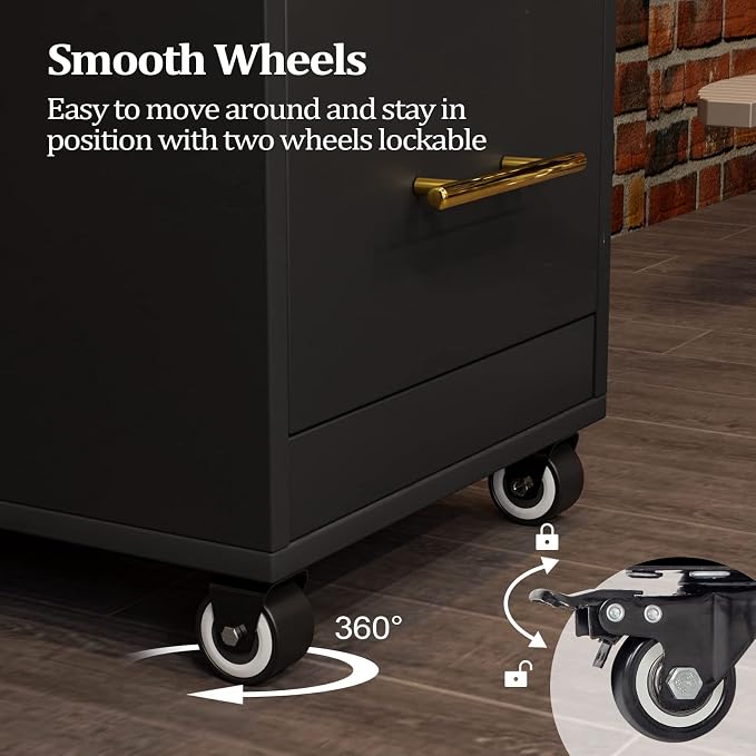 Salon Trolley Cart with Wheels, 3-Drawer Rolling Hair Styling Station, Mobile - Image 5