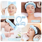 Zkptops 6Pcs Spa Headband for Washing Face Wristbands Set Women Bubble Makeup - Image 6