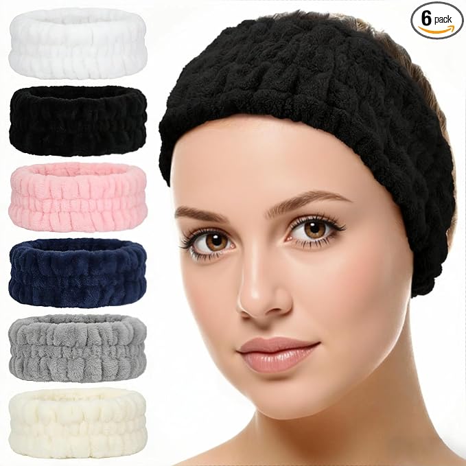 hexiaoxiao 6 Pack Microfiber Spa Headband Elastic Skin-Friendly No Slip Hairband by hexiaoxiao