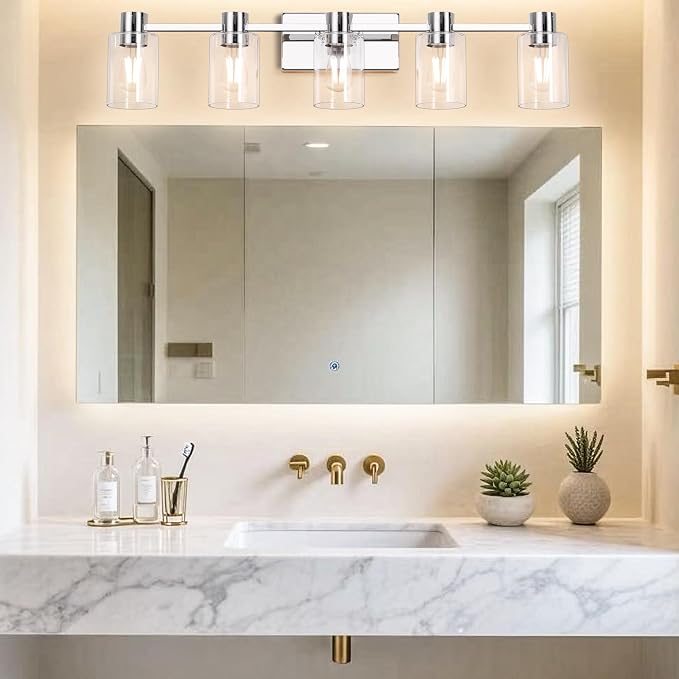 5-Light Modern Vanity Light Fixtures Over Mirror, Chrome Bathroom Light Fixtures - Image 6