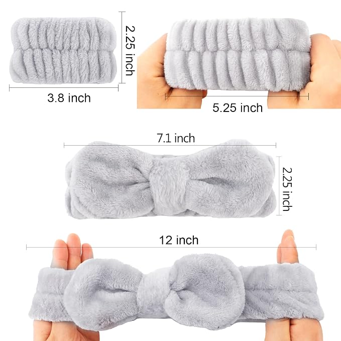 WHAVEL 6PCS Spa Headband and Wristbands Set, Face Wash Headband Wrist Bands - Image 2
