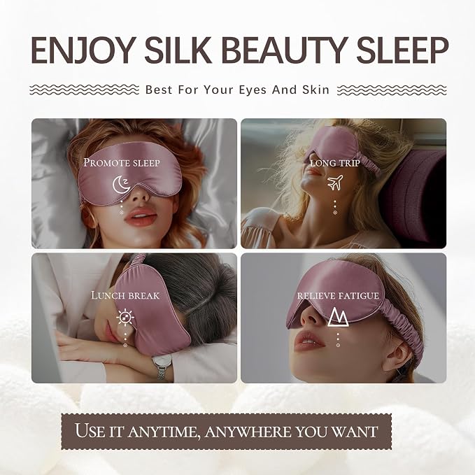 Adjustable Silk Sleep Mask for Custom Comfort | 3D Contour & Blackout Nose Wing - Image 7