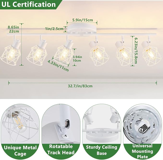 Baocuz 6-Lights White Semi Flush Mount Ceiling Light - Image 2