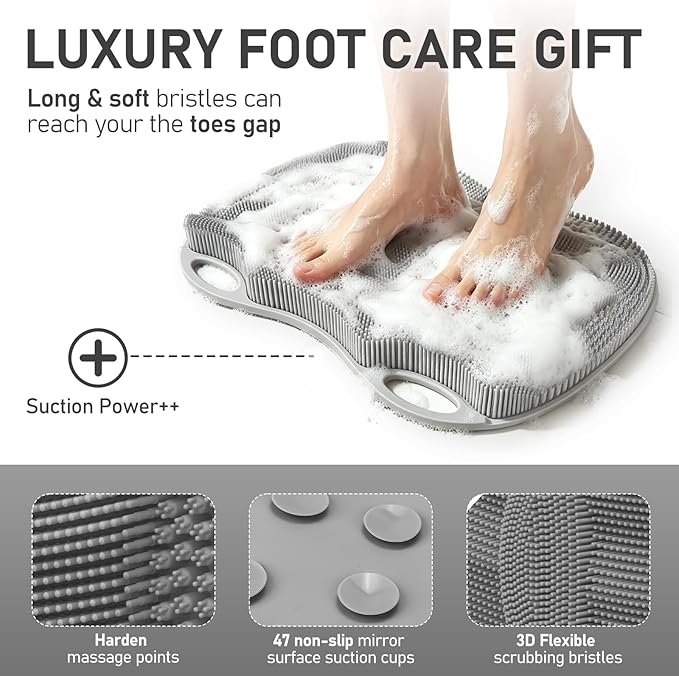 Shower Foot Scrubber Mat XL, Silicone Feet Toes Massage Cleaner -Upgraded Long - Image 3