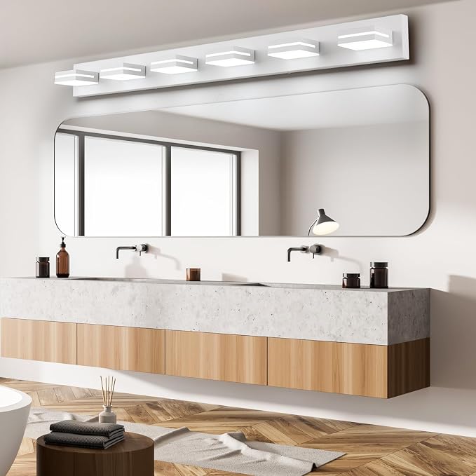 SineRise LED Modern Bathroom Vanity Light Fixtures, Matte White Modern Acrylic - Image 6