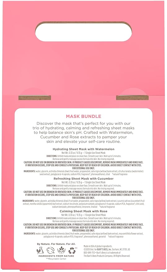Burt's Bees Mothers Day Gifts, Face Mask Bundle Set, Hydrating Watermelon - Image 6
