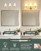 3-Light Bathroom Light Fixtures, Brushed Gold Vanity Lights - Image 4