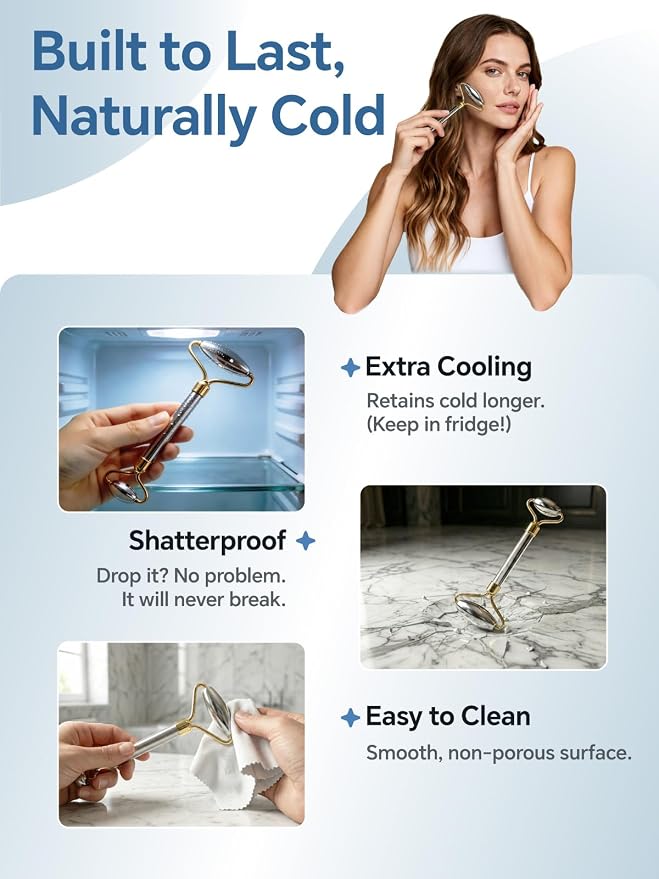 Stainless Steel Face Roller & Gua Sha Facial Tools, Face Massager - Image 4