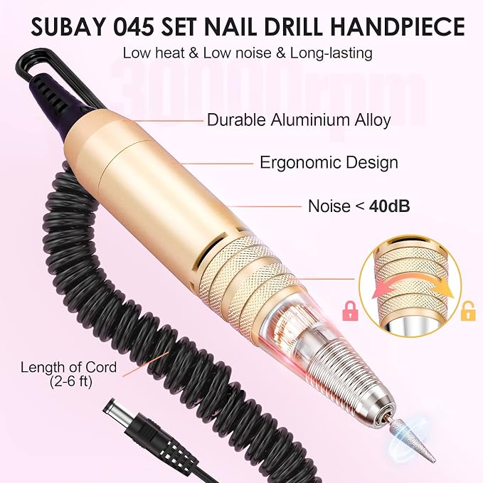 Subay Professional Electric Nail Drill Machine, 000RPM Electrical Nail Efile Kit - Image 3