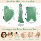 Gua Sha Tools 3 Pcs Natural Jade Gwashah Stone Instead of Stainless Steel Gua - Image 3