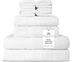 100% Combed Cotton Bathroom Towel Set of 8- 2 Bath Towels, 2 Hand Towels by VillaCelestia