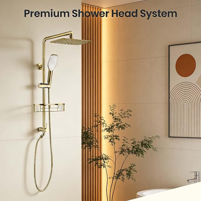 SonTiy Rain Shower Head with Handheld Spray and Shower Shelf Caddy, 12Inch High - Image 2