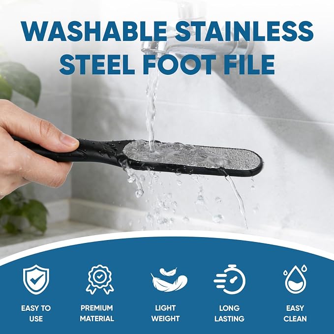 TEAWOO Double Sided Foot File and Callus Remover, Stainless Steel Waterproof - Image 3