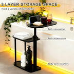 3-Tier Freestanding Bathtub Tray Table, Bamboo Swivel Bathtub Side Table - Image 4