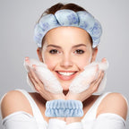 Zkptops Spa Headband for Washing Face Wristband Set Flower Sponge Makeup - Image 2