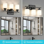 Ascher Bathroom Light Fixtures, 3-Light Vanity Light Over Mirror, Modern Matte - Image 3
