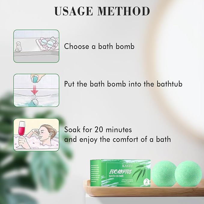 Bath Bombs Salt Balls, Eucalyptus Extract Essential Oils, Moisturizing Dry Skin - Image 3