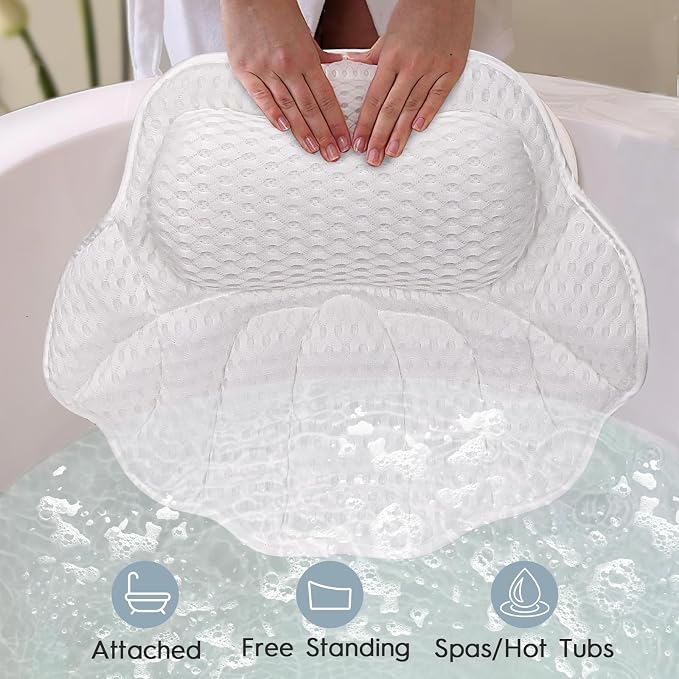 Bath Pillow for Tub, Bathtub Pillow for Head, Neck and Back Support, 4D Air - Image 4