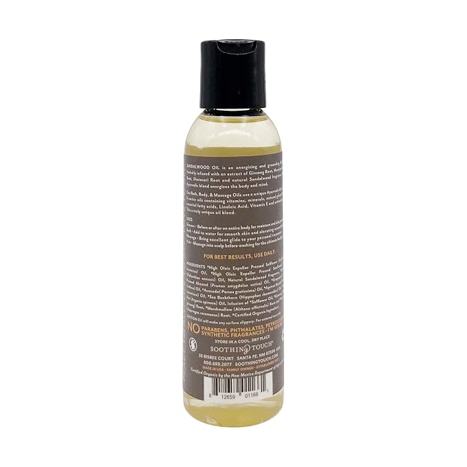 Soothing Touch Organic Bath, Body & Massage Oil, Sandalwood, 4 Fl Oz - Image 4