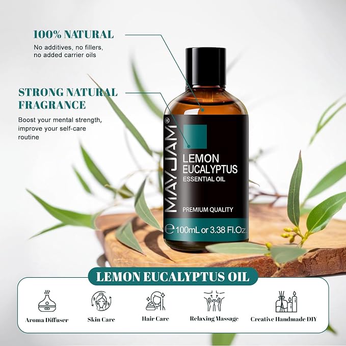 Lemon Eucalyptus Essential Oil, MAYJAM 3.38FL.OZ/100ML Large Volume Lemon - Image 2